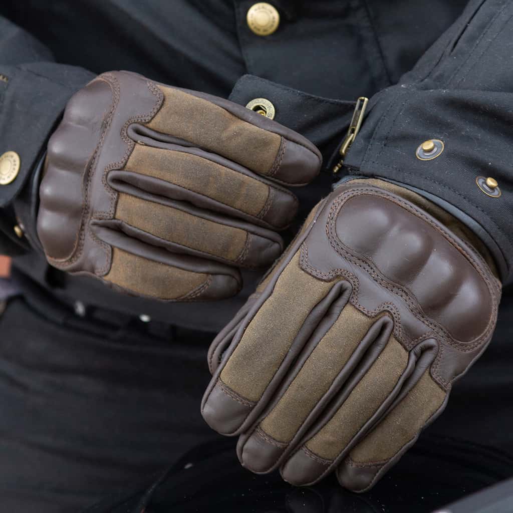 Merlin waxed leather glove brown