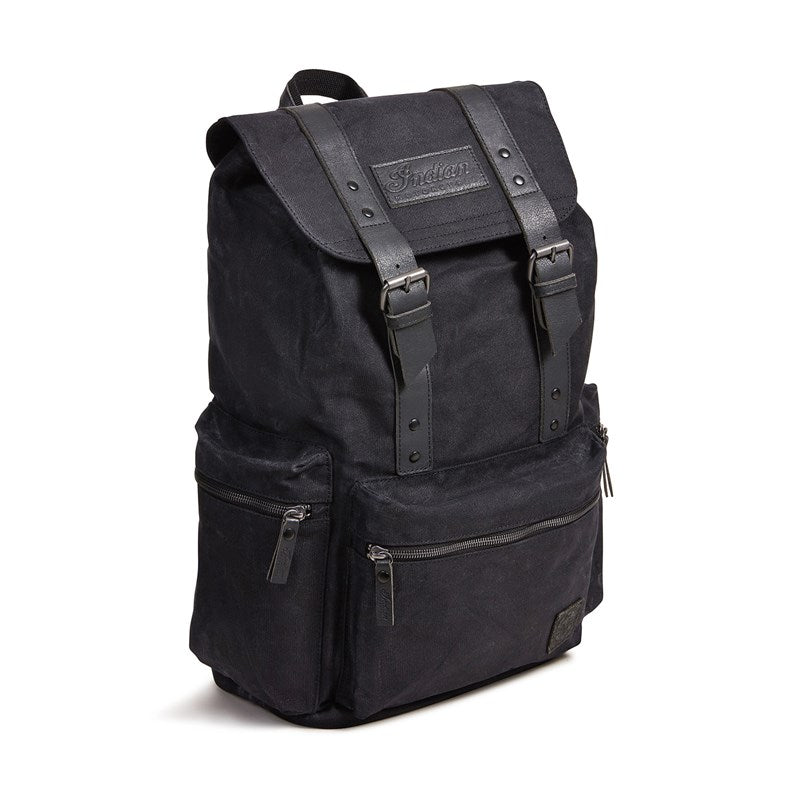 Indian Motorcycle Waxed Canvas Backpack, Black